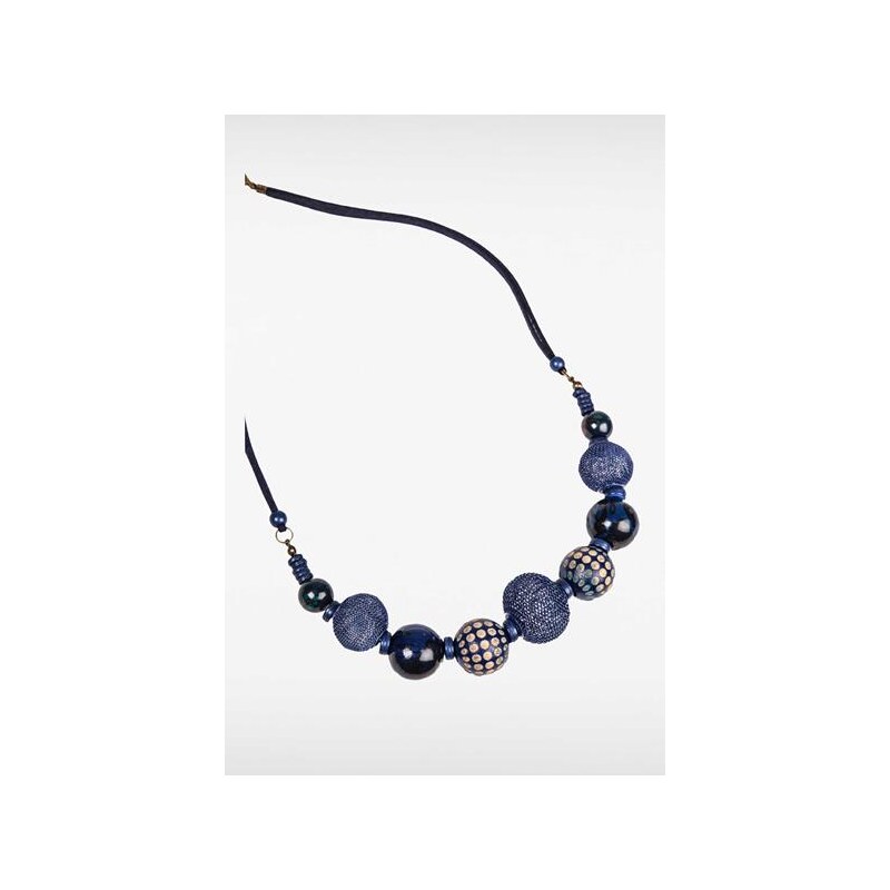 Collier perles multicolores Bleu Textile - Femme Taille TU - Bonobo