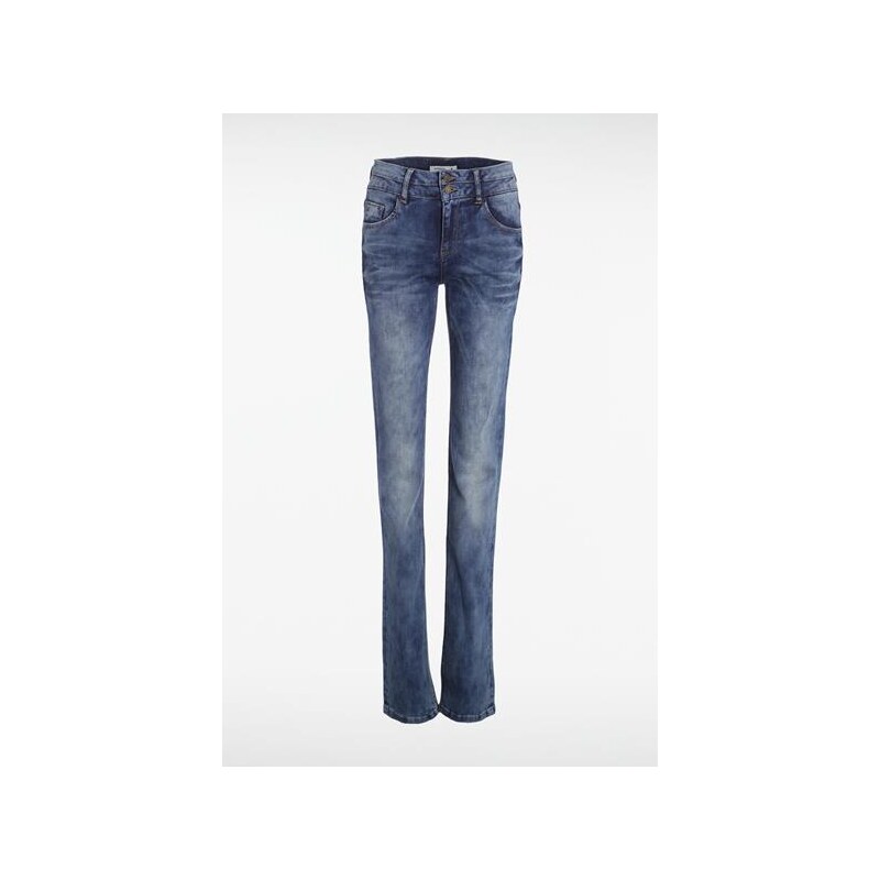 Jeans femme regular taille haute used Bleu Coton - Femme Taille 34 - Bonobo