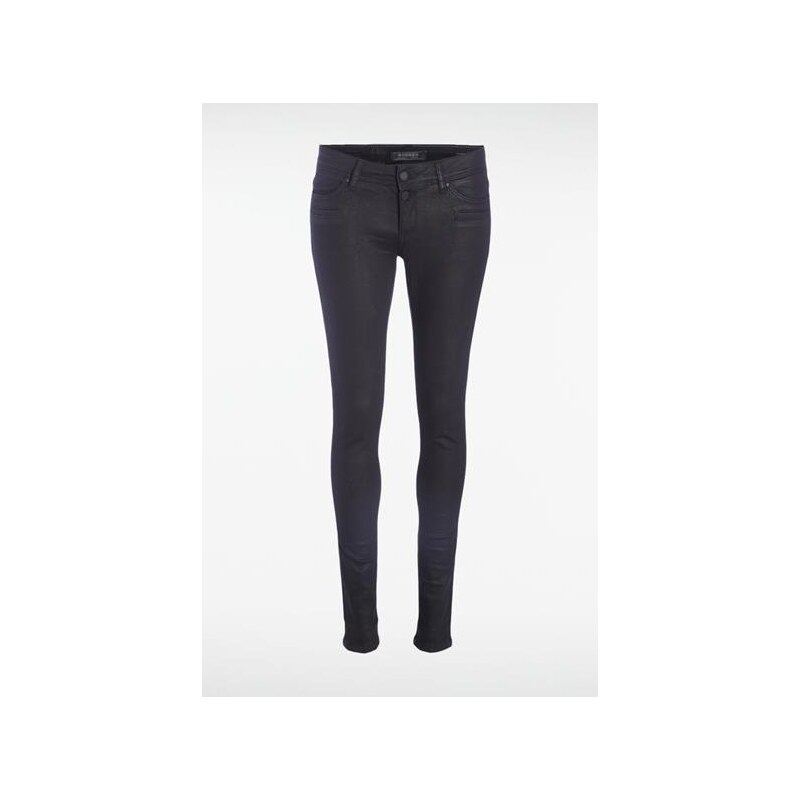 Jeans femme slim enduit taille normale Noir Cuir de vachette - Femme Taille 34 - Bonobo