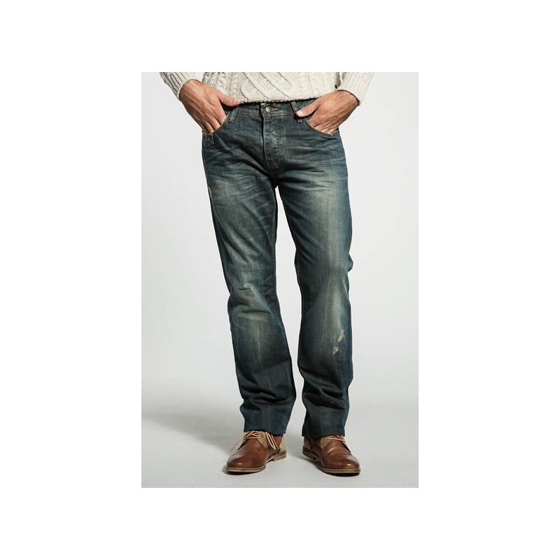 Jeans homme SOCHI straight effet dirty Bleu Coton - Homme Taille 34 - Bonobo