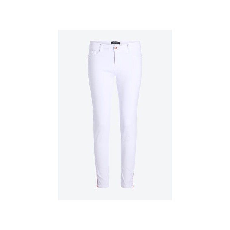 Pantalon femme skinny 7/8 coloris uni Blanc Coton - Femme Taille 34 - Bonobo