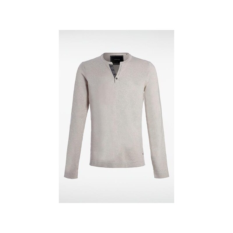 Pull homme col tunisien Beige Coton - Homme Taille S - Bonobo
