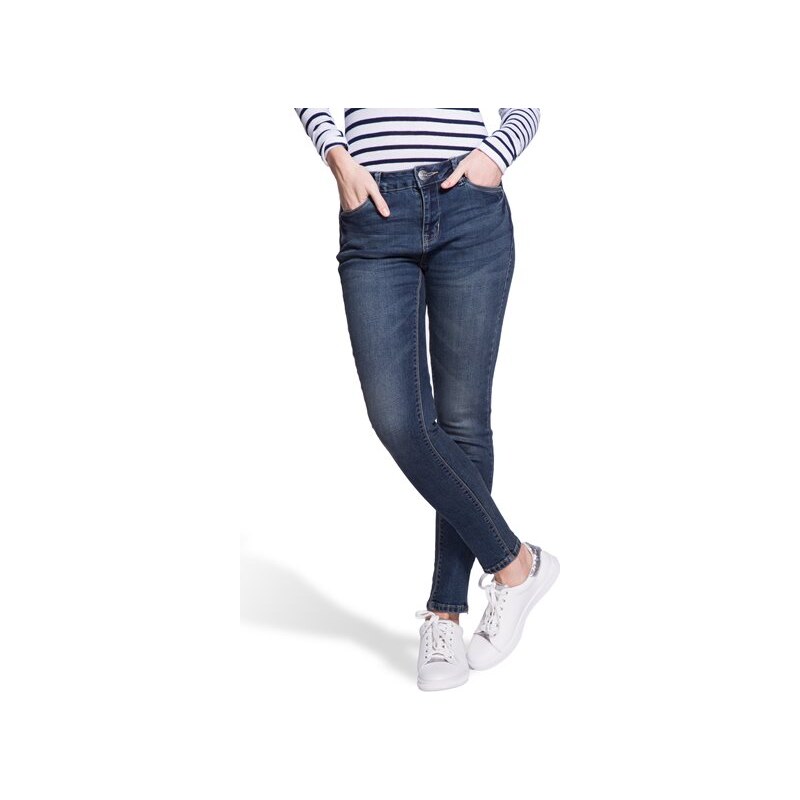 Jean skinny used Bleu Viscose - Femme Taille 34 - Cache Cache