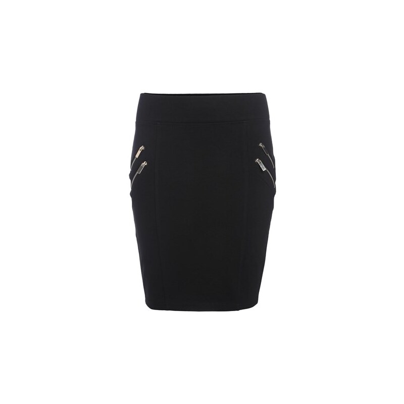 Jupe coupe crayon poches zippées Noir Viscose - Femme Taille 34 - Cache Cache