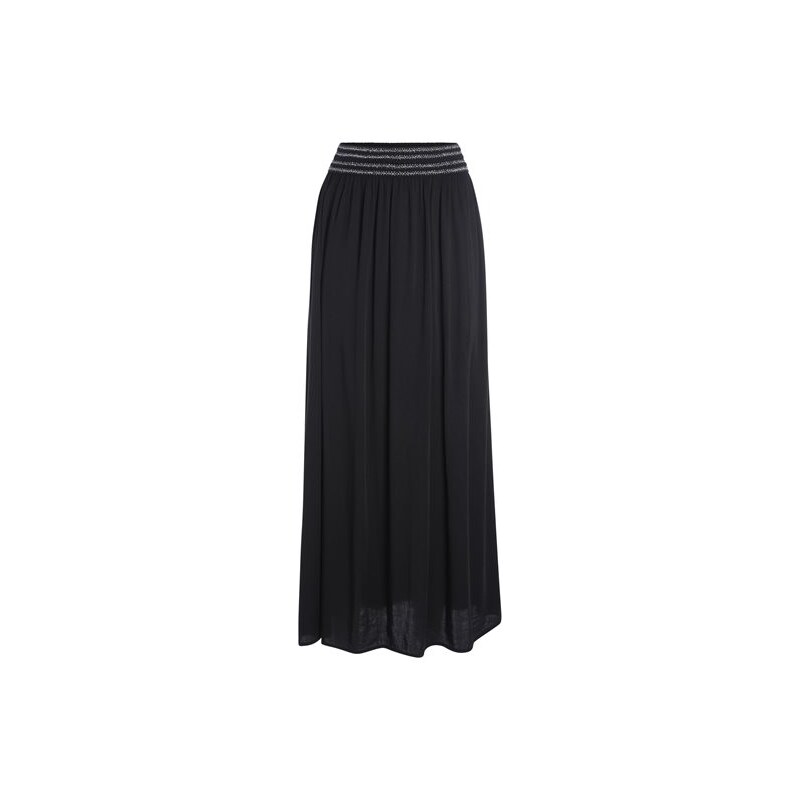 Jupe longue fluide taille élastiquée Noir Viscose - Femme Taille 38 - Cache Cache