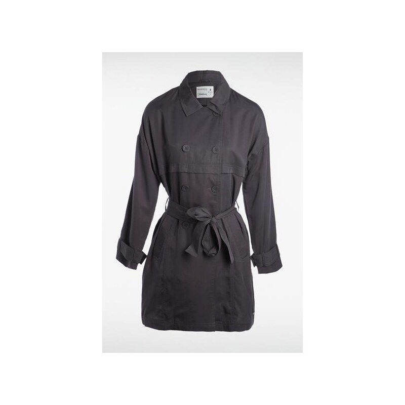 Trench femme uni double boutonnage Gris Lyocell - Femme Taille L - Bonobo
