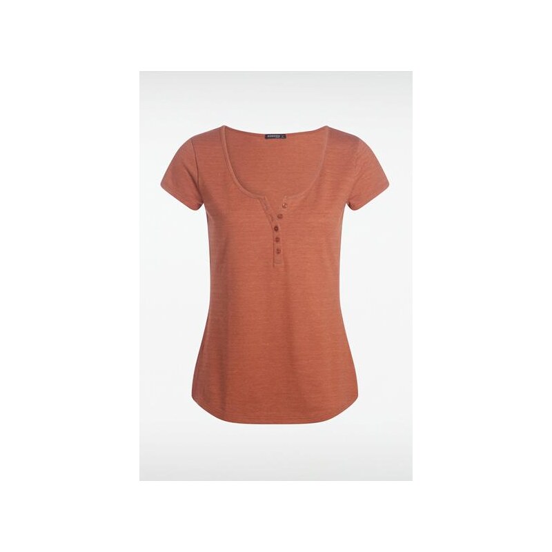 T-shirt femme basique col boutonné Orange Coton - Femme Taille L - Bonobo