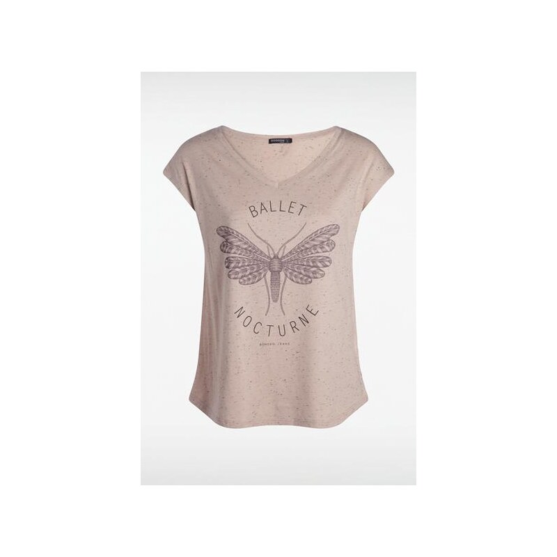 T-shirt femme imprimé papillon Rose Polyester - Femme Taille XS - Bonobo