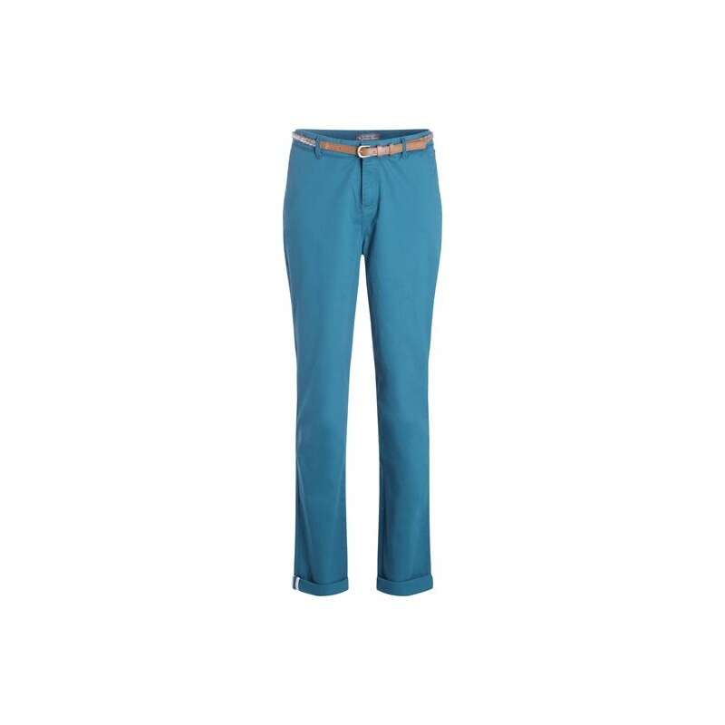 Pantalon chino avec ceinture Bleu Coton - Femme Taille 34 - Cache Cache