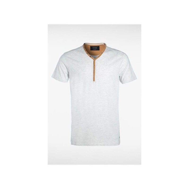 T-shirt homme détail contrasté col Blanc Coton - Homme Taille L - Bonobo