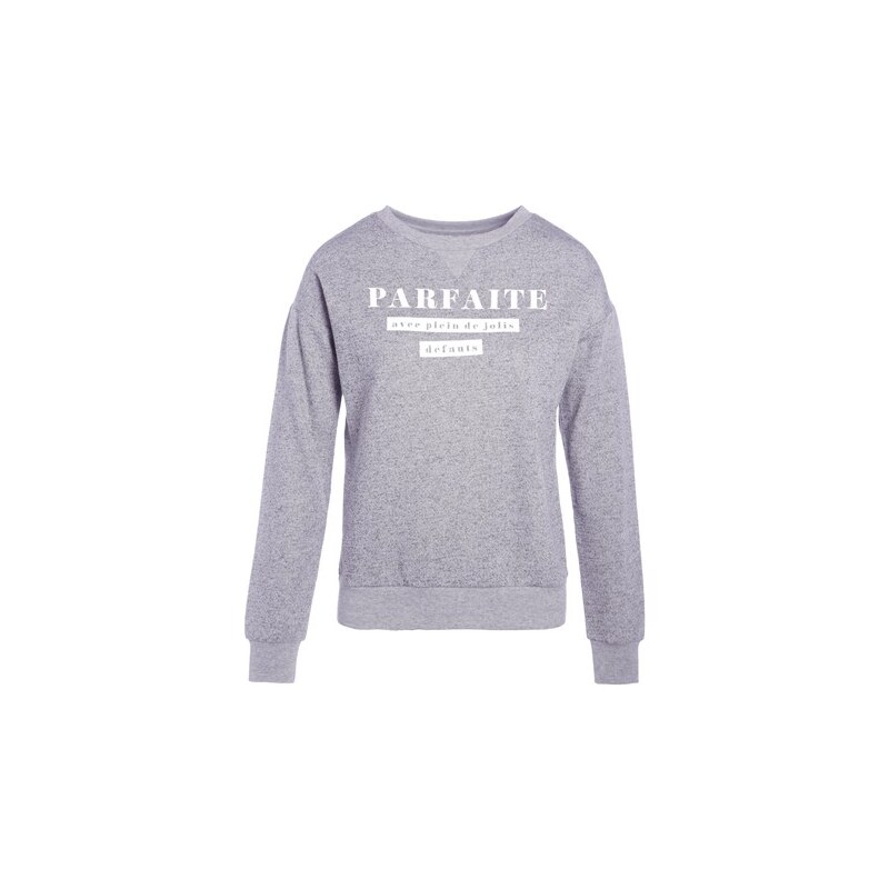 Sweat manches longues print texte Gris Polyester - Femme Taille 2 - Cache Cache