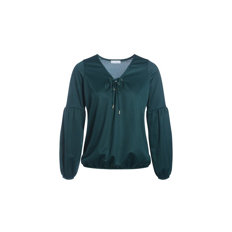 Top col oeillets et manches bouffantes Vert Polyester - Femme Taille 0 - Cache Cache