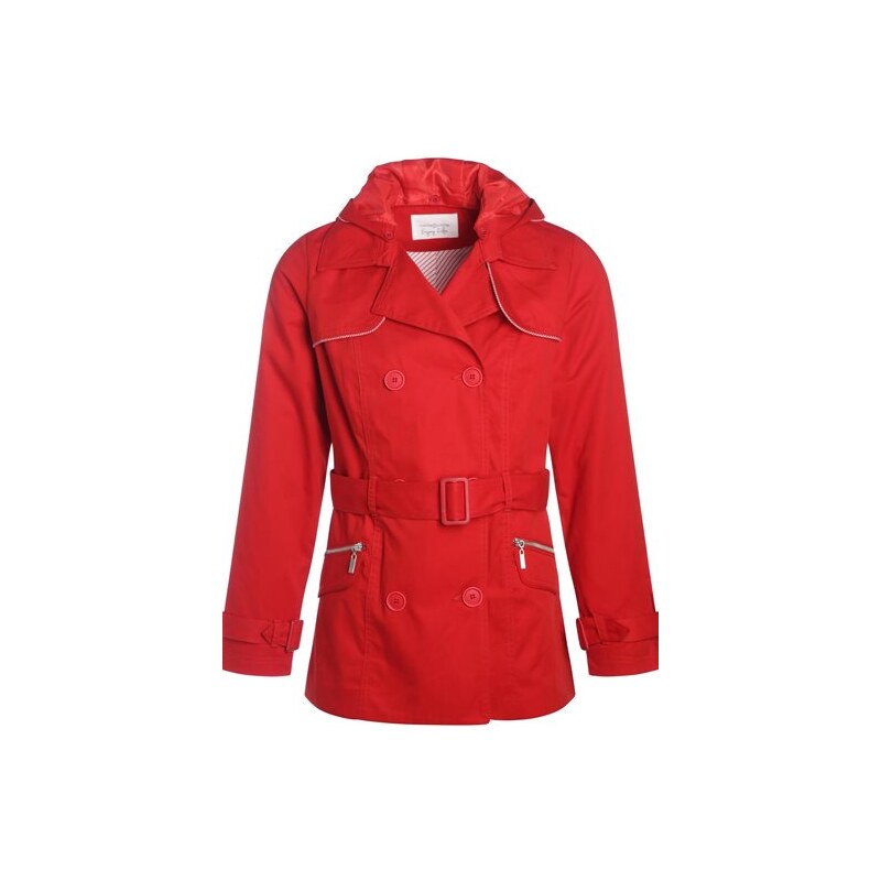 Trench court à capuche amovible Rouge Coton - Femme Taille 4 - Cache Cache
