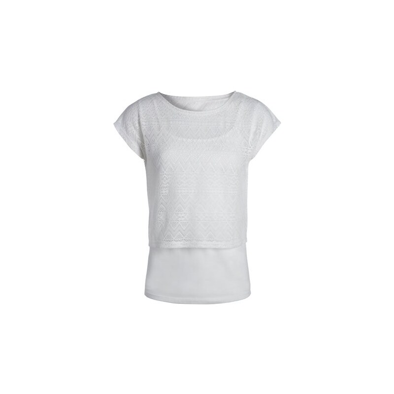T-shirt 2 en 1 macramé uni Beige Coton - Femme Taille 4 - Cache Cache