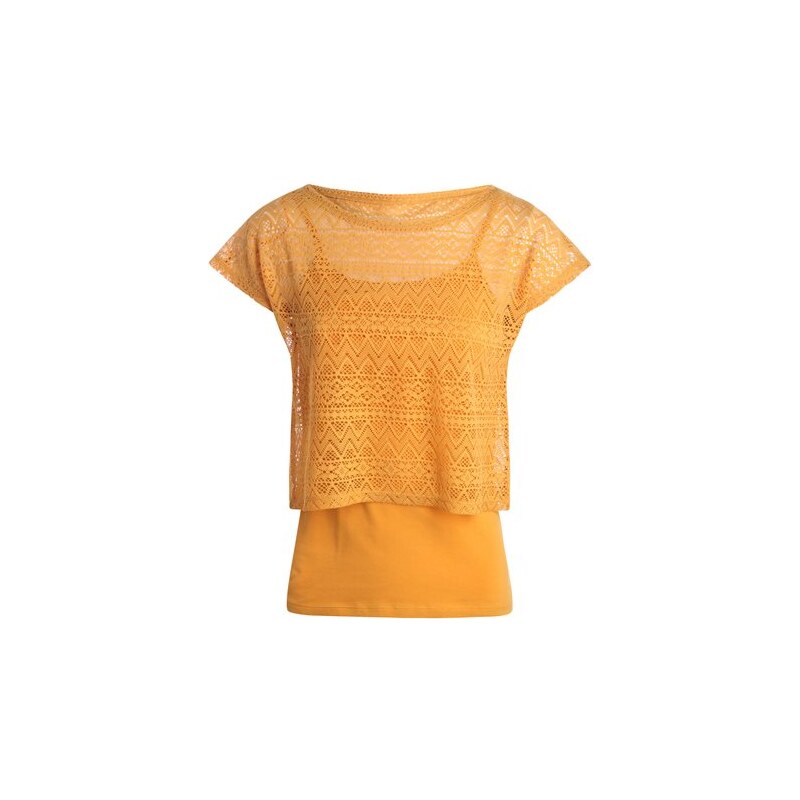 T-shirt 2 en 1 macramé uni Jaune Coton - Femme Taille 4 - Cache Cache