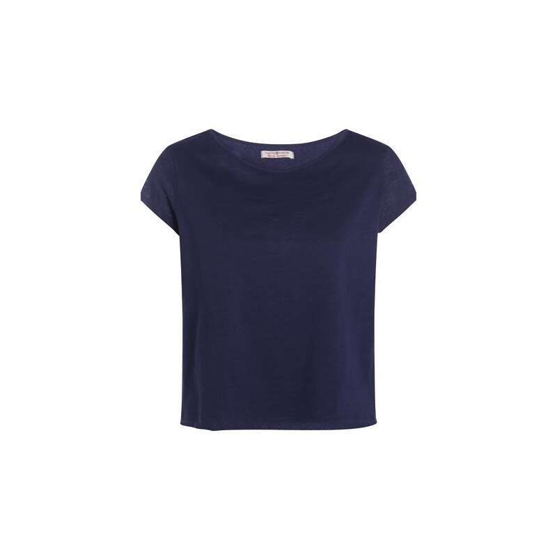 T-shirt col rond broderie placée Bleu Coton - Femme Taille 0 - Cache Cache