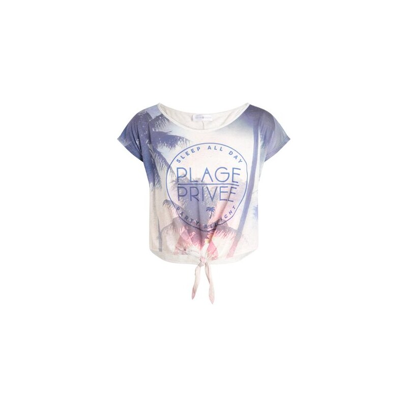 T-shirt cropped imprimé palmiers Violet Polyester - Femme Taille 2 - Cache Cache