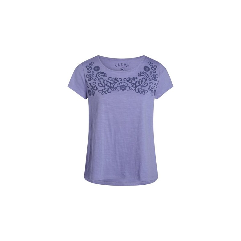 T-shirt motif floral encolure Violet Coton - Femme Taille 0 - Cache Cache