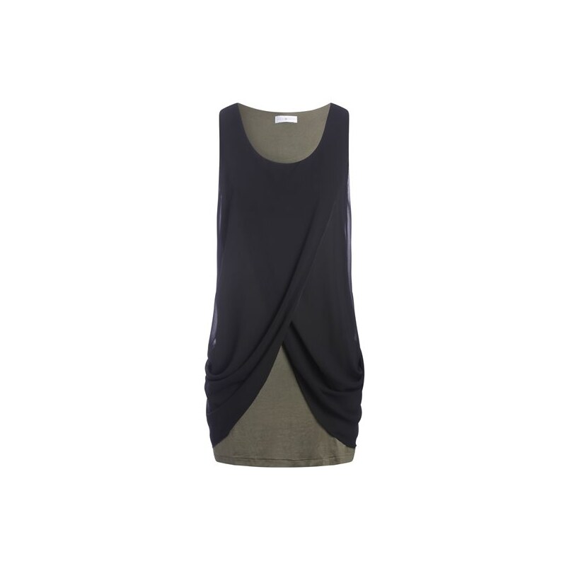 Tunique bicolore effet drapé devant Noir Elasthanne - Femme Taille 3 - Cache Cache