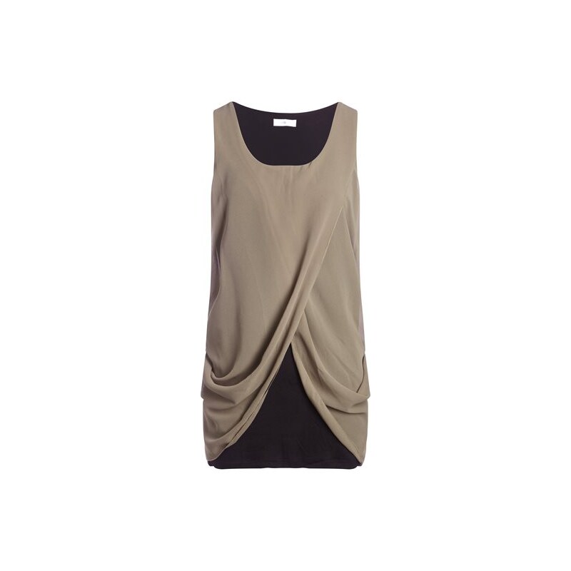 Tunique bicolore effet drapé devant Vert Elasthanne - Femme Taille 3 - Cache Cache