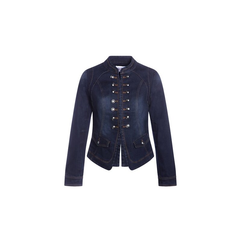 Veste officier denim boutonnée poches Bleu Coton - Femme Taille 1 - Cache Cache