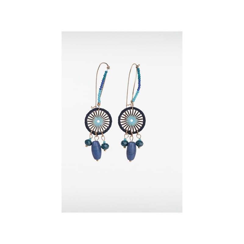 Boucles d'oreilles roue et perles Bleu Metal - Femme Taille TU - Bonobo