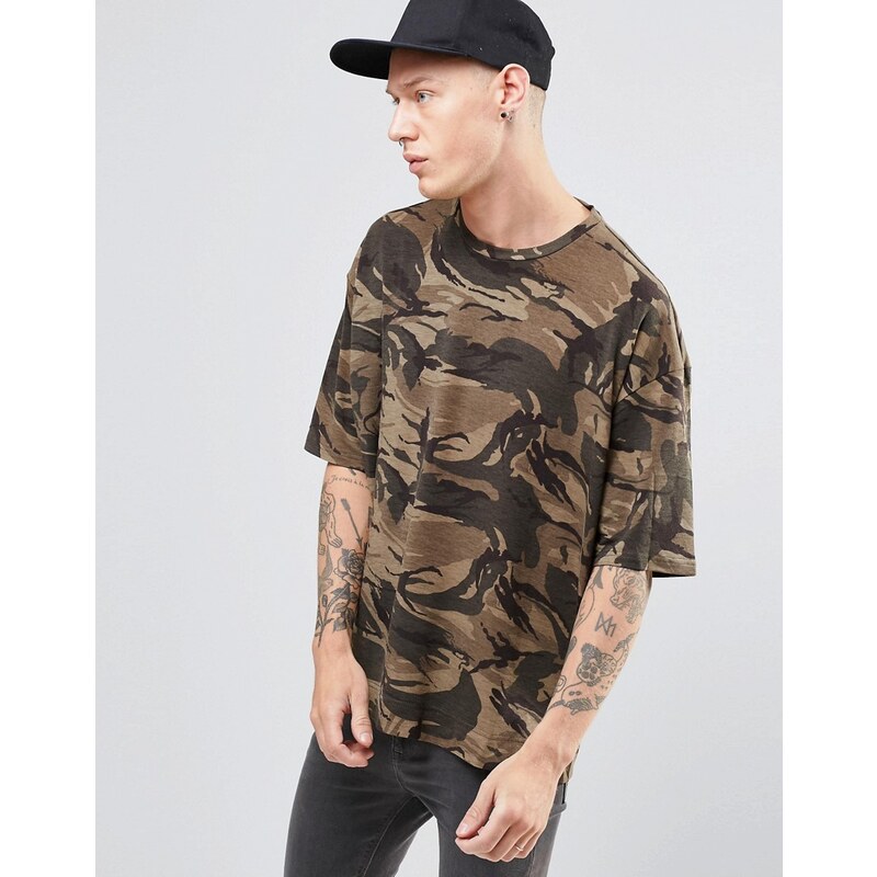 Sixth June - T-shirt oversize motif camouflage - Vert