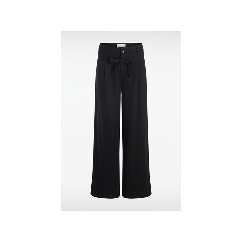 Pantalon femme large uni noeud Noir Lyocell - Femme Taille 40 - Bonobo