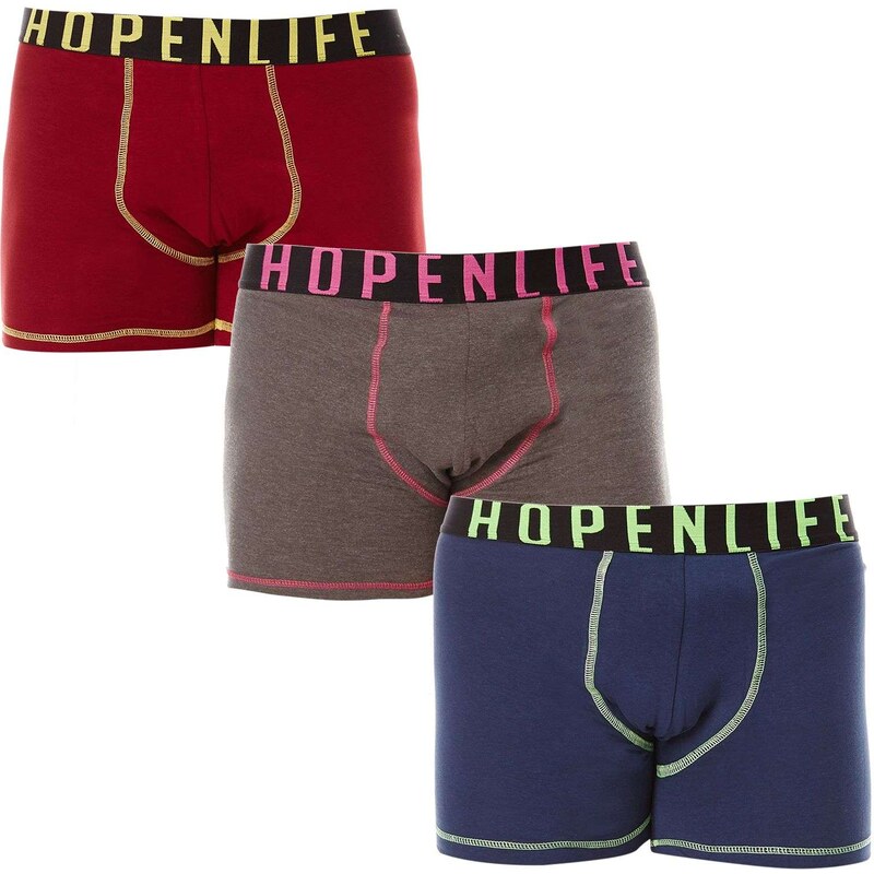 Hope N Life Usain - Lot de 3 boxers - tricolore