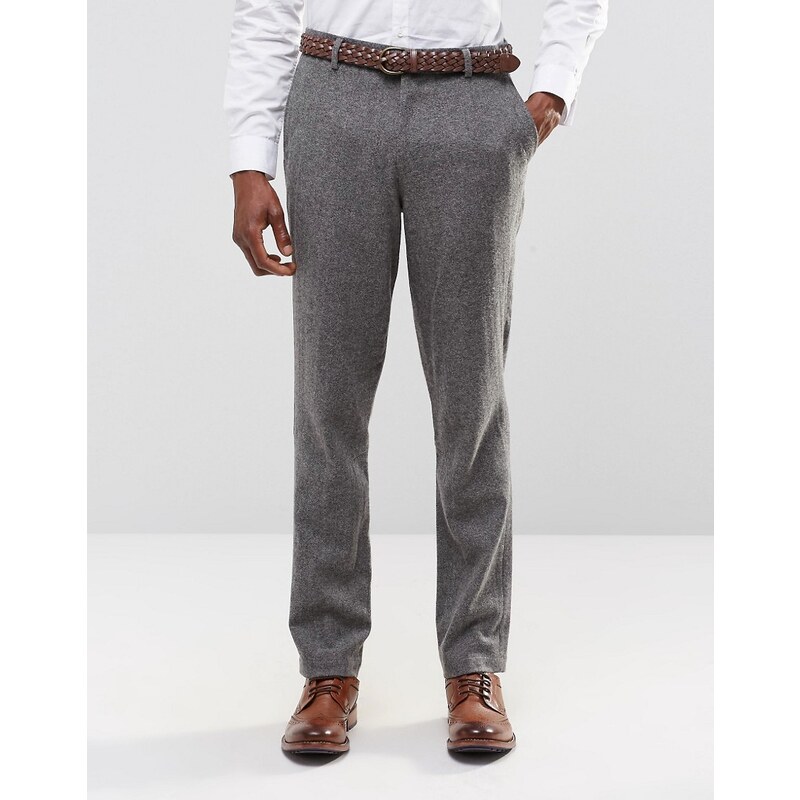 ASOS WEDDING - Pantalon slim habillé en tweed à poches - Gris