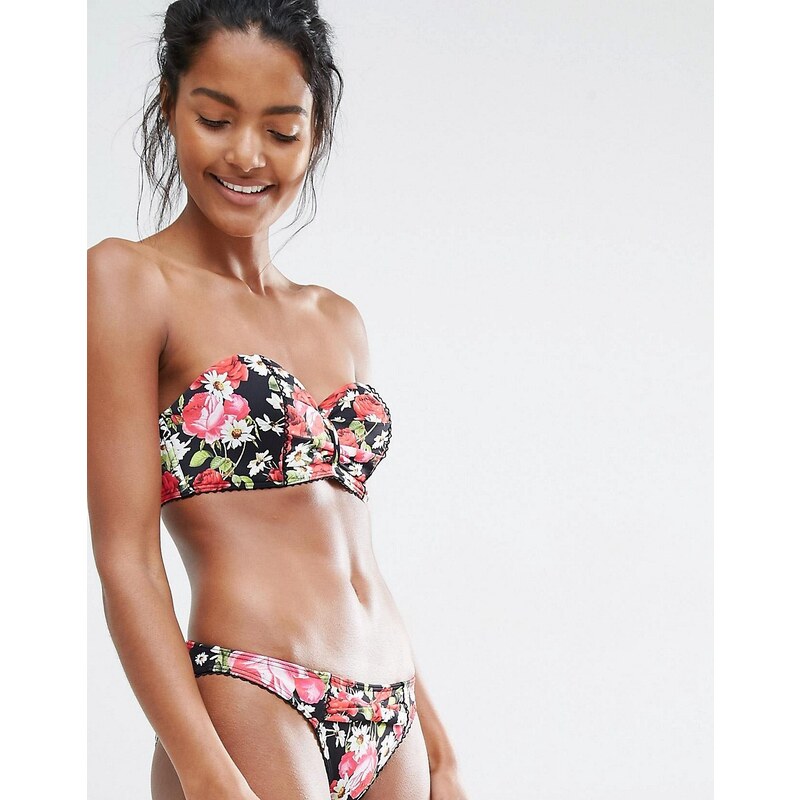 Floozie - Haut de bikini à armatures motif roses - Multi