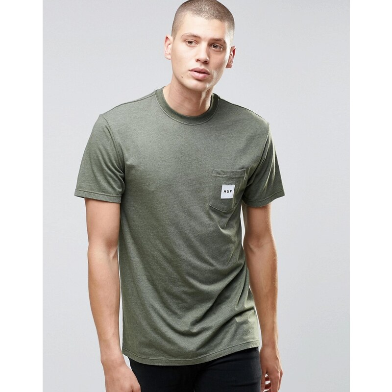 HUF - T-shirt avec poche à logo carré - Vert