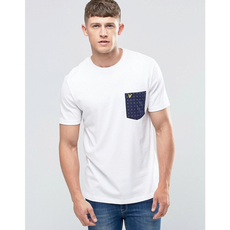 Lyle & Scott - T-shirt avec poche à pois - Blanc - Blanc