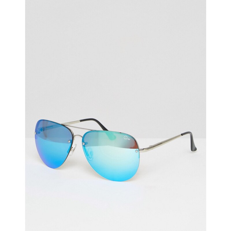 Quay Australia - Muse - Lunettes de soleil aviateur oversize à verres effet miroir - Bleu - Bleu