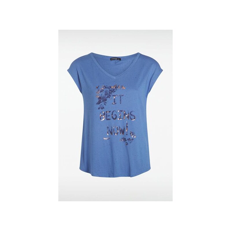 T-shirt femme imprimé papillon Bleu Polyester - Femme Taille XS - Bonobo