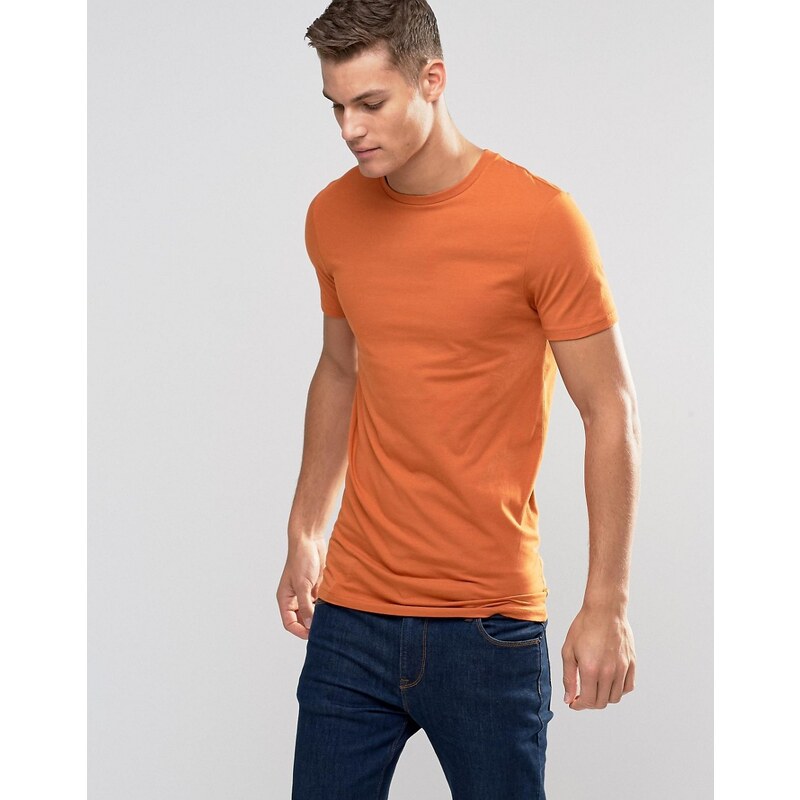 ASOS - T-shirt long moulant - Orange - Orange