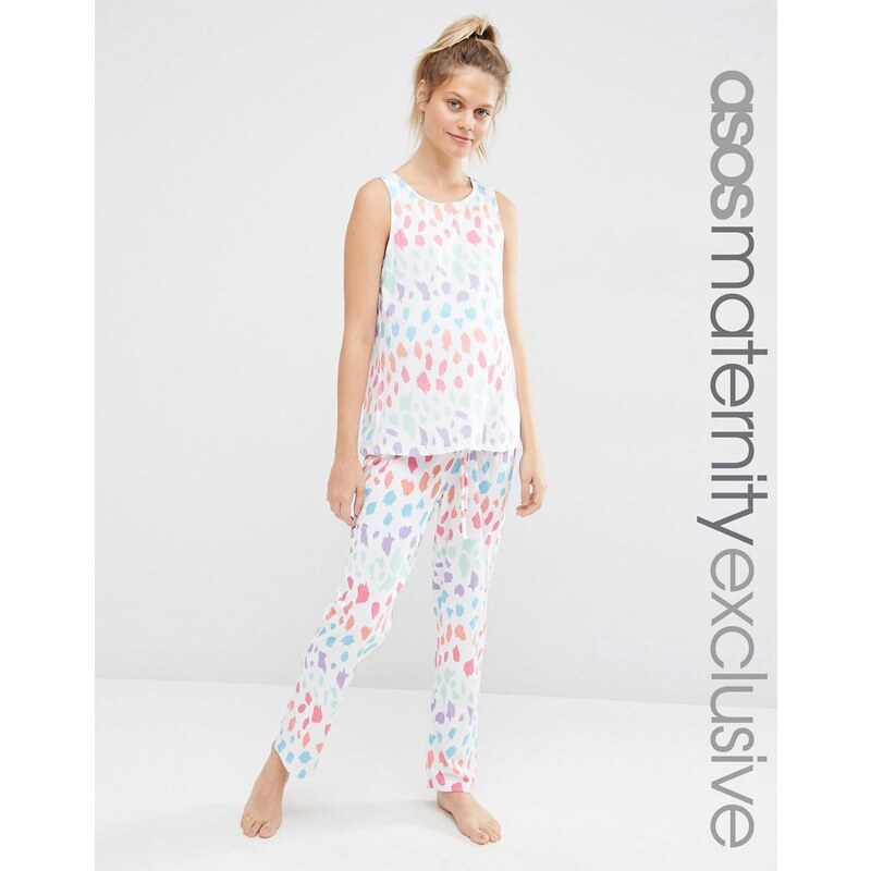 ASOS Maternity - Ensemble pantalon et débardeur de pyjama motif léopard aux couleurs vives - Multi
