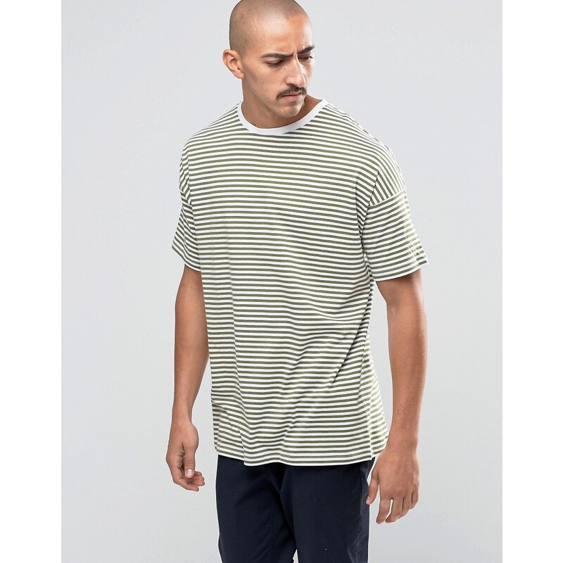 ASOS - T-shirt rayé oversize - Vert - Vert
