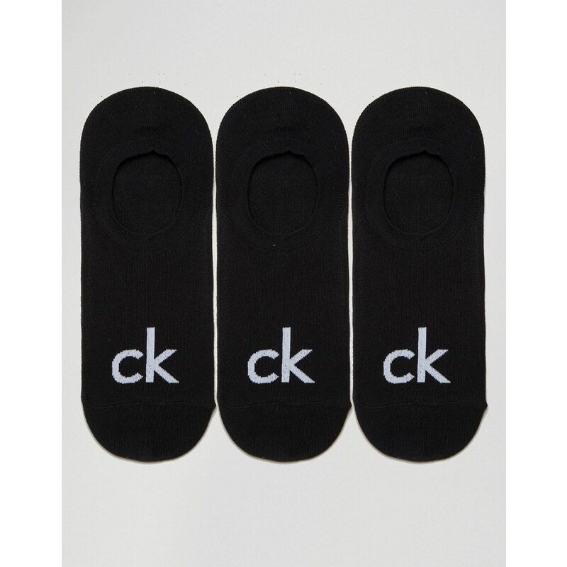 Calvin Klein - Lot de 3 paires de chaussettes invisibles à logo - Noir