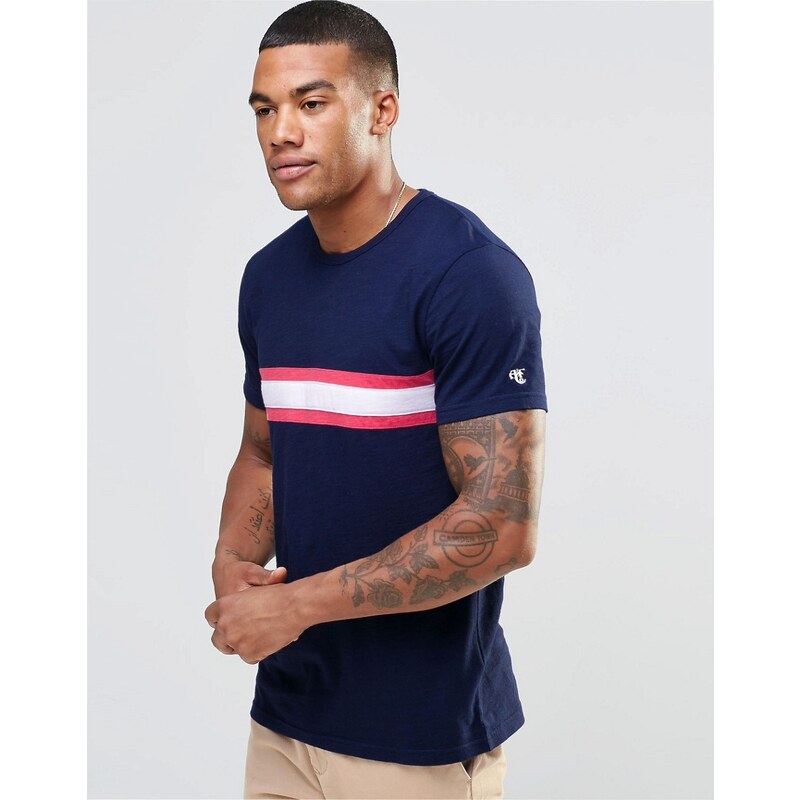 Abercrombie & Fitch - T-shirt moulant avec rayure sur le torse - Bleu marine