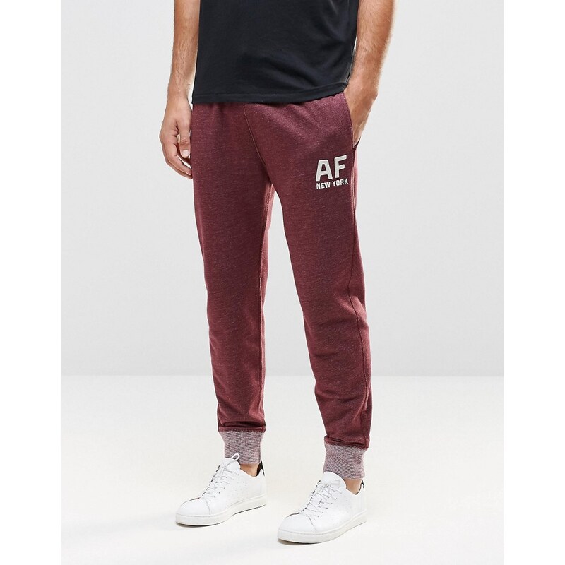 Abercrombie & Fitch - Af New York - Pantalon de jogging resserré aux chevilles - Bordeaux chiné - Rouge