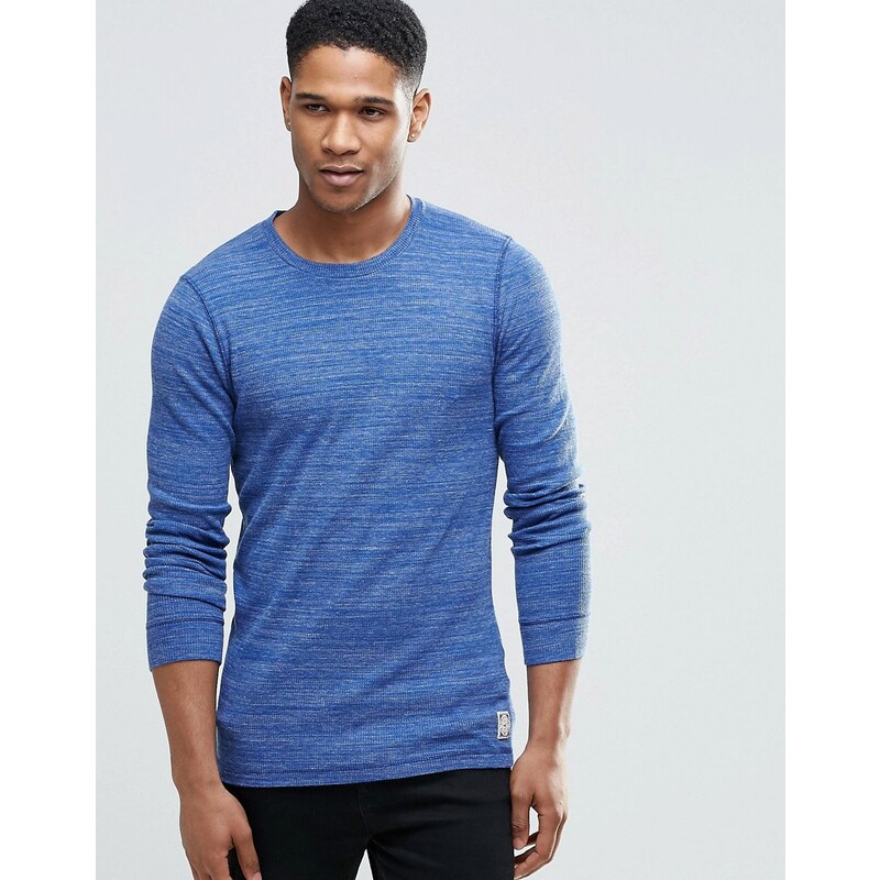 Hollister - T-shirt ajusté texturé à manches longues - Bleu marine - Bleu marine