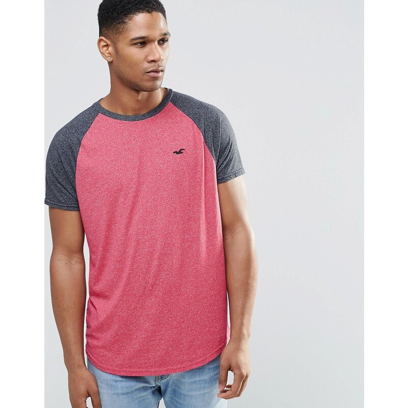 Hollister - T-shirt cintré avec manches raglan contrastantes - Rose - Rose
