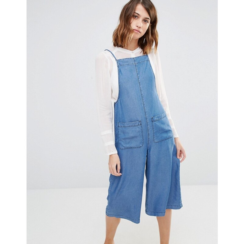 Warehouse - Combinaison coupe jupe-culotte à bretelles - Bleu