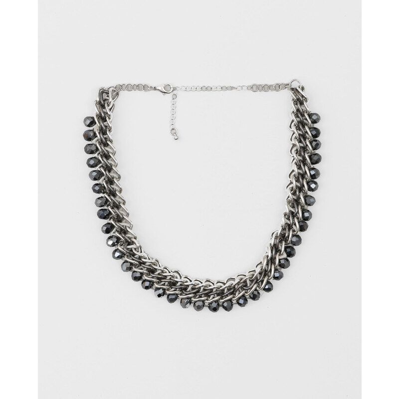 Collier chaîne et perles -40% Femme - Couleur gris argenté - Taille 00 -PIMKIE- SOLDES HIVER 2017