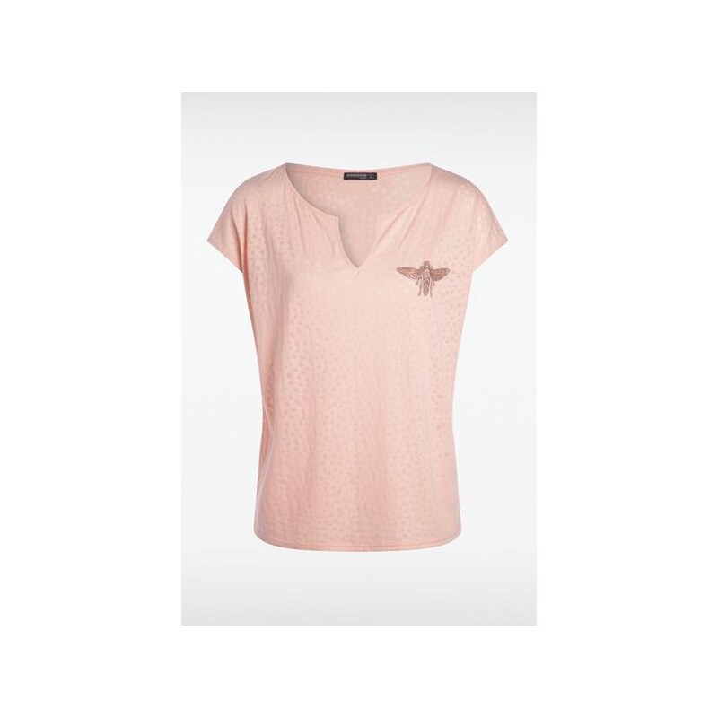 T-shirt femme maille ajourée papillon Rose Polyester - Femme Taille L - Bonobo