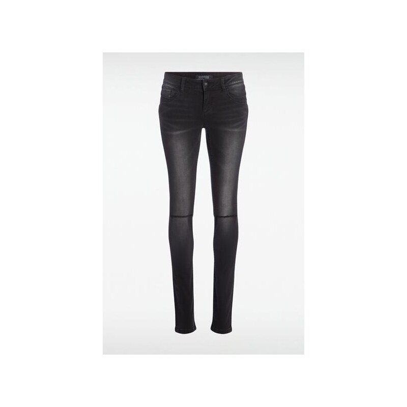 Jeans femme slim taille normale déchiré Noir Cuir de vachette - Femme Taille 38 - Bonobo