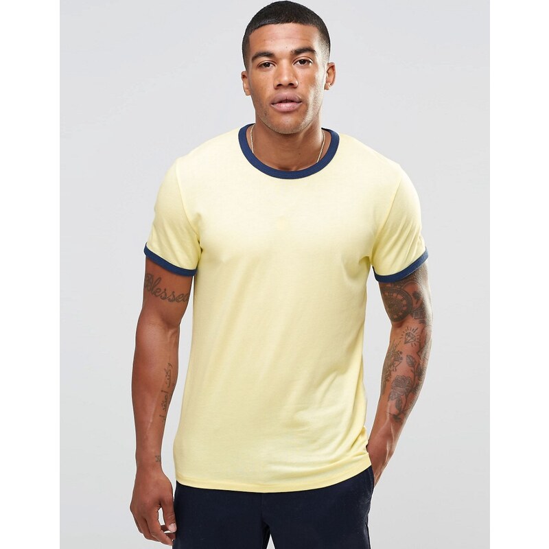 Abercrombie & Fitch - T-shirt moulant à bordures contrastantes - Jaune - Jaune