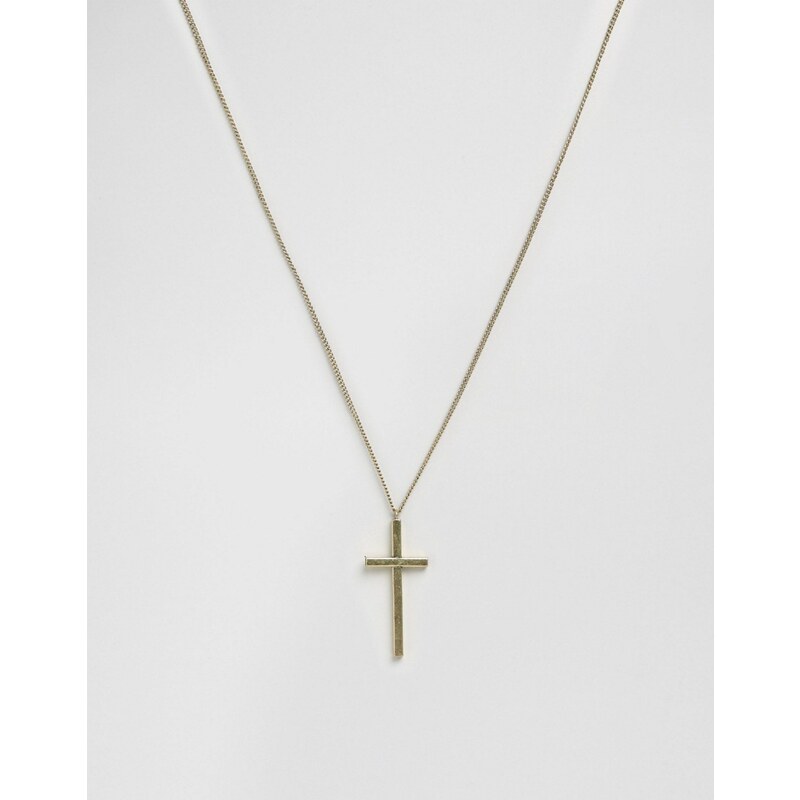 ASOS - Collier long pendentif croix - Doré - Doré
