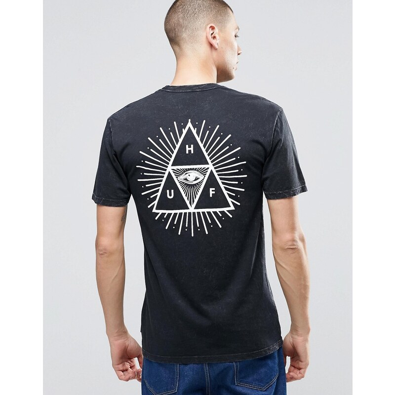 HUF - T-shirt imprimé oeil avec trois triangles au dos - Noir